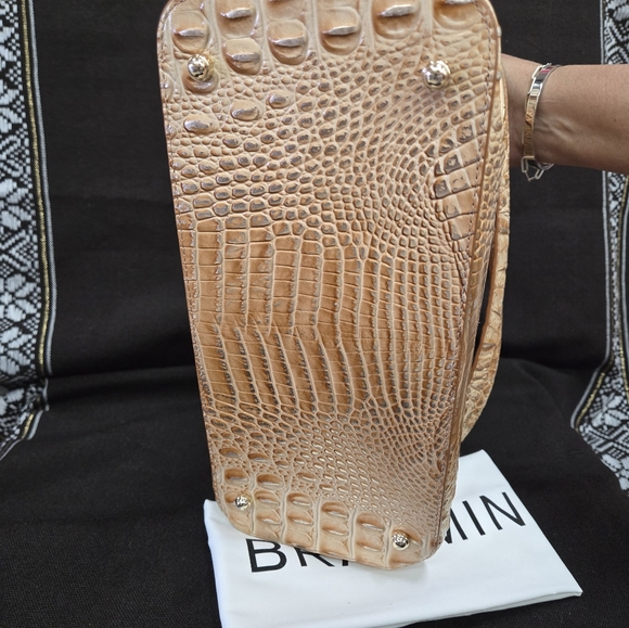 NWT Brahmin honey brown Melbourne, Crocodile-Embossed Duxbury Satchel Bag - Picture 11 of 13